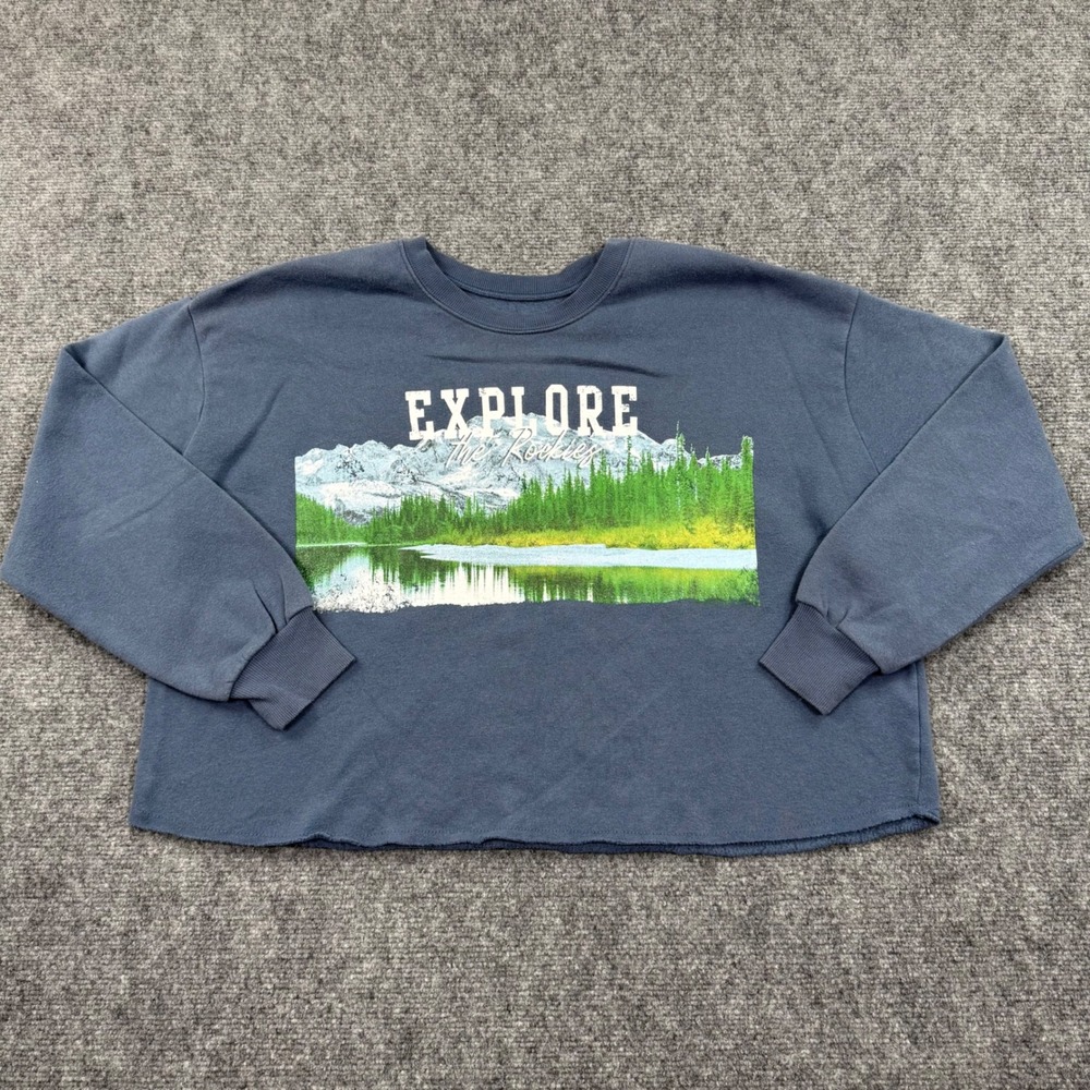 Grayson Threads Women's Medium Graphic Sweatshirt Explore The Rockies Blue‎